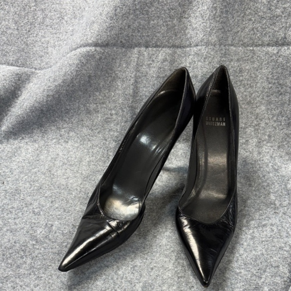 Stuart Weitzman  Black Pointed leather high Heel shoes size 81/2
